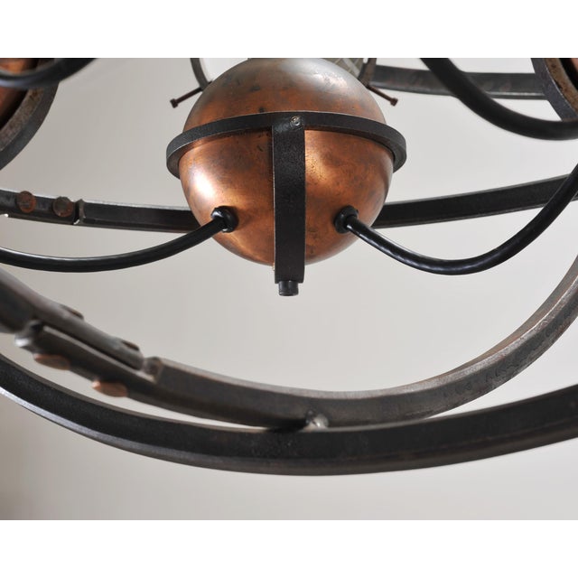 Orbital Atomic Age Iron and Copper Chandelier by Jefferson Mack For Sale - Image 16 of 18