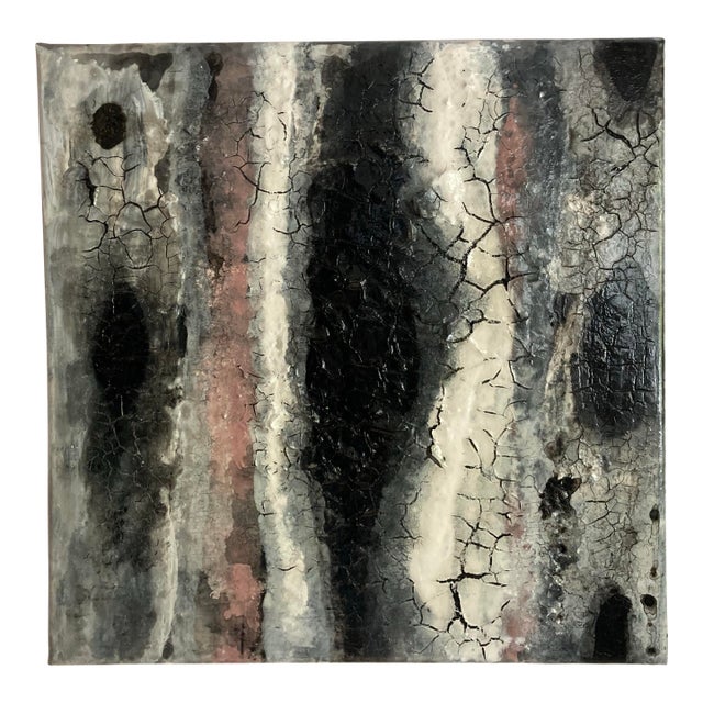Abstract Black White and Salmon Painting For Sale