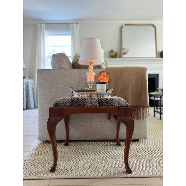 1930s Upholstered Queen Anne Bench For Sale - Image 4 of 5