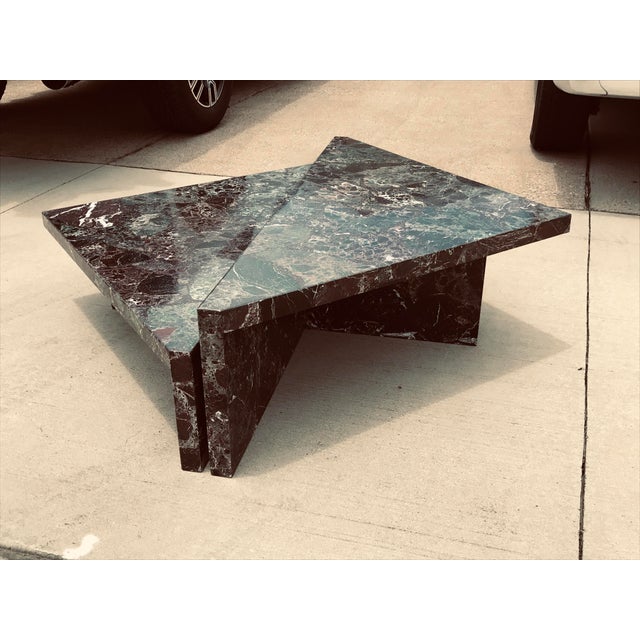 1970s Post-Modern Italian Marble Coffee Table - 2 Pieces For Sale - Image 5 of 12