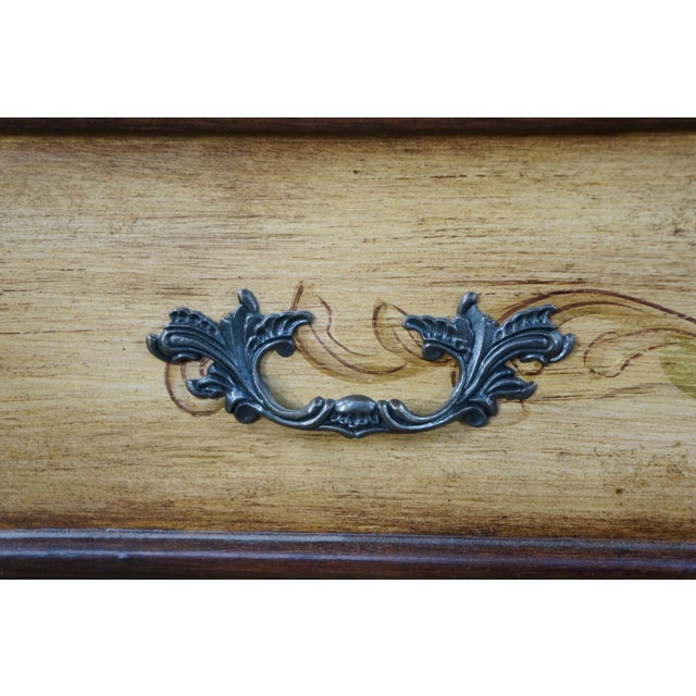 Late 20th Century Italian French Provincial Style Floral Bombe Commode Dresser Bachelors Chest For Sale - Image 15 of 18