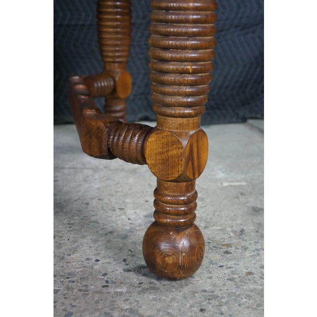 Antique American Victorian Arts & Crafts Quartersawn Oak & Marble Dining Table For Sale - Image 6 of 15