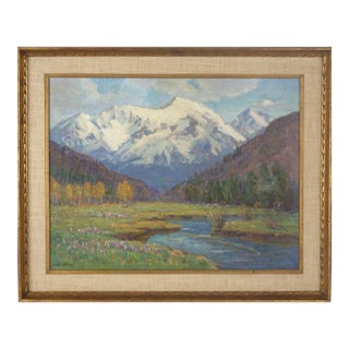 Early 20th Century Original Oil Painting Landscape -- High Sierras Alpine Meadow by Frederick Carl Smith For Sale
