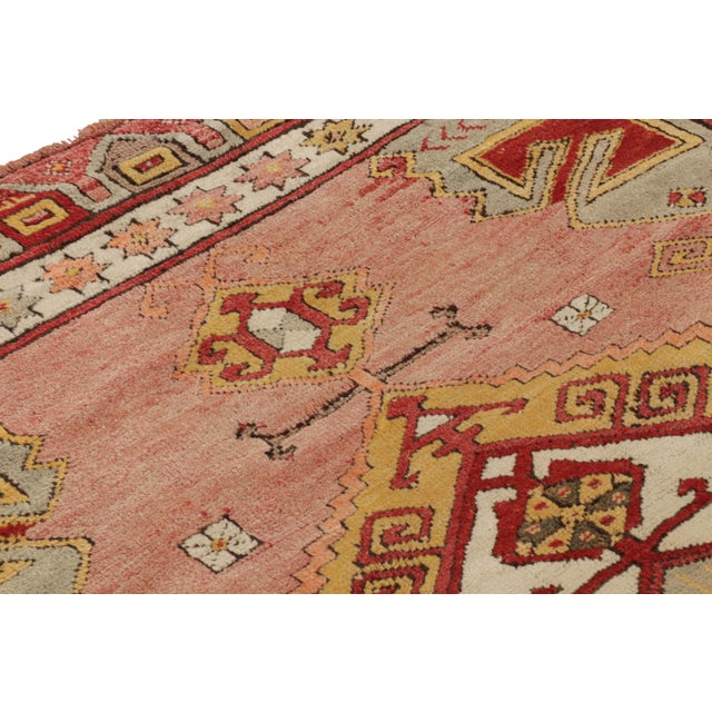 1950s Vintage Mid-Century Konya Rug Red Multicolor Geometric Runner For Sale In New York - Image 6 of 8