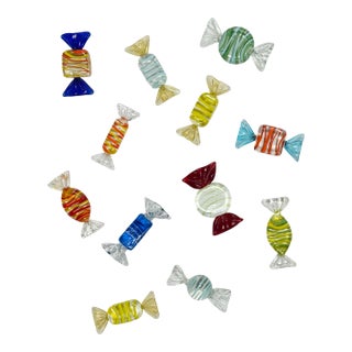Vintage Murano Style Blown Glass Wrap Candies, Set of 12 For Sale