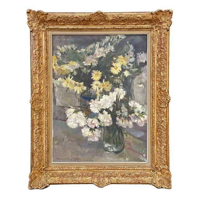 Charles Swyncop, Floral Still Life, 1920s, Oil on Canvas For Sale