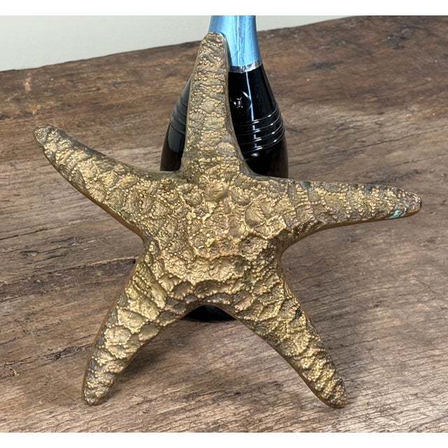 Nautical Vintage Brass Starfish Coastal Decorative Desk Object Sculpture / Paperweight For Sale - Image 3 of 6