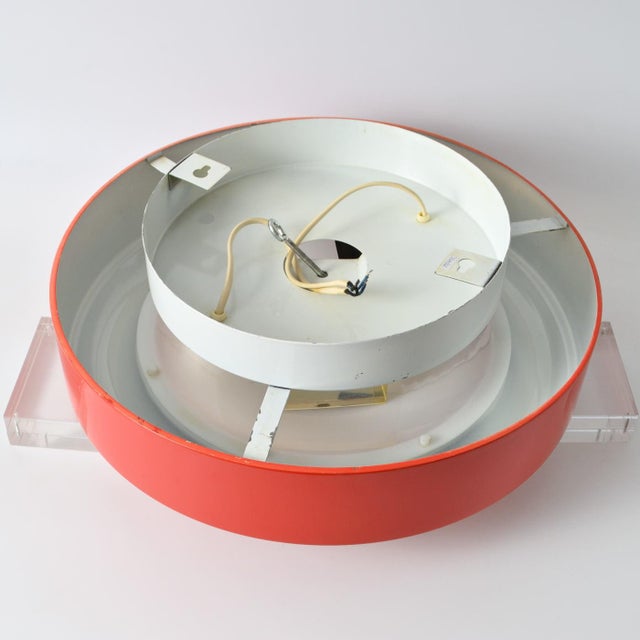 Metal Modernist Orange Ceiling Lamp, 1960s For Sale - Image 7 of 8