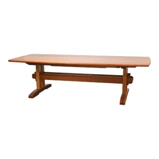 1980s Solid Cherry Trestle Dining or Conference Table For Sale