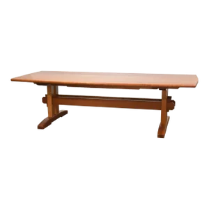 1980s Solid Cherry Trestle Dining or Conference Table