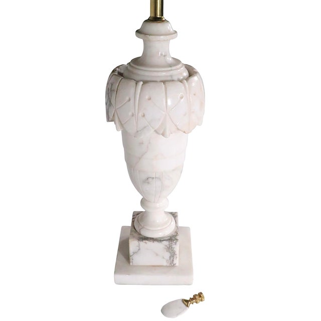 Mid 20th Century Hollywood Regency Carved Alabaster Table Lamp Made in Italy For Sale - Image 9 of 12