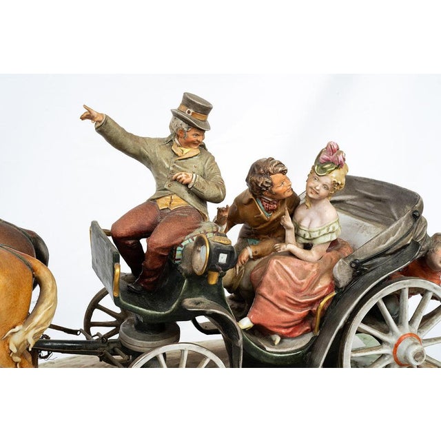 Antique 20th Century Capodimonte Sculpture Depicting a Horse-Drawn Carriage from Bruno Marli, Naples For Sale - Image 4 of 9