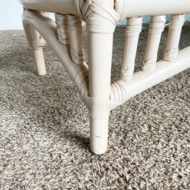 Boho Chic Bamboo Rattan Glass Top Console Table For Sale - Image 9 of 10