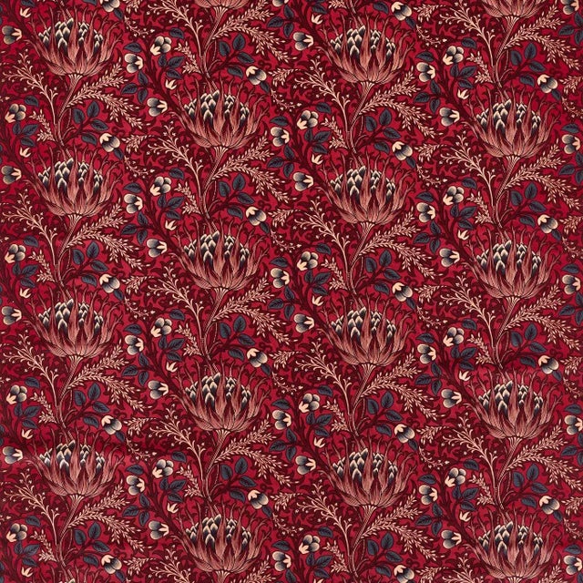 Morris & Co Artichoke Velvet Fabric in Barbed Berry - a Sample For Sale