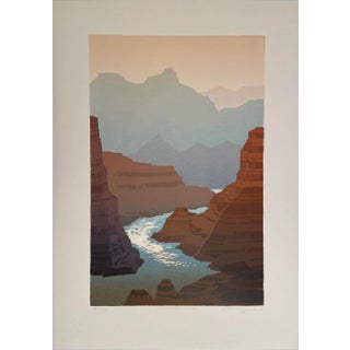 1990s "Colorado River Arizona" Minimalist Landscape Silkscreen Limited Edition Print by Peter and Traudl Markgraf For Sale