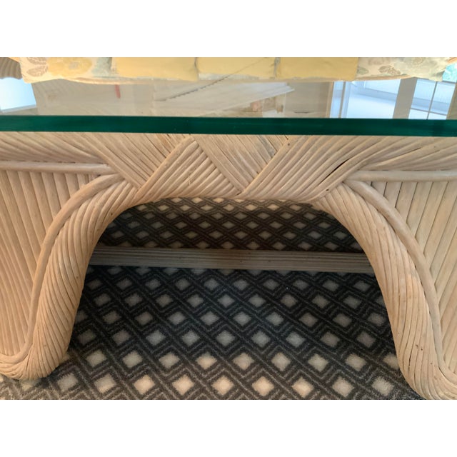 20th Century Bamboo Oval Glass Coffee Table For Sale - Image 4 of 6