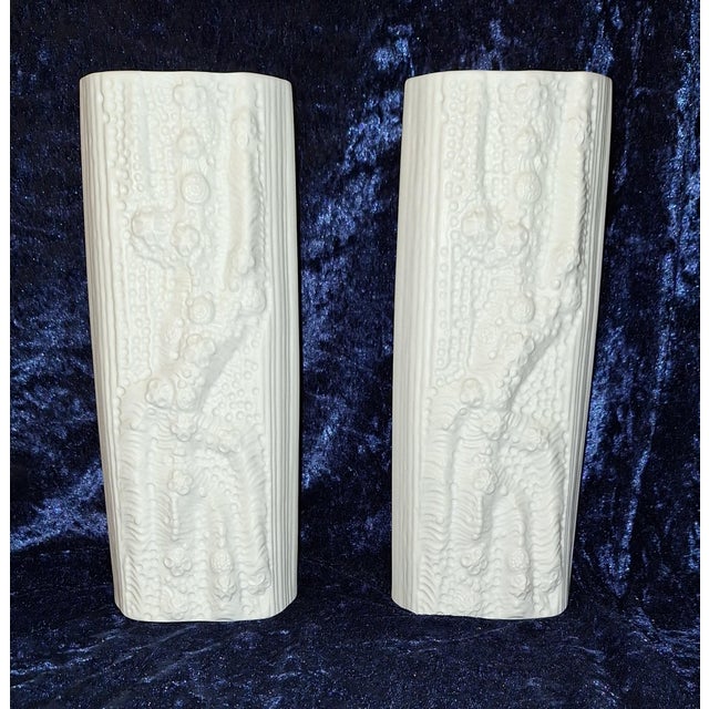 Ceramic Vintage White Bisque Porcelain Flower Vases by Martin Freyer for Rosenthal, 1970s, Set of 2 For Sale - Image 7 of 7