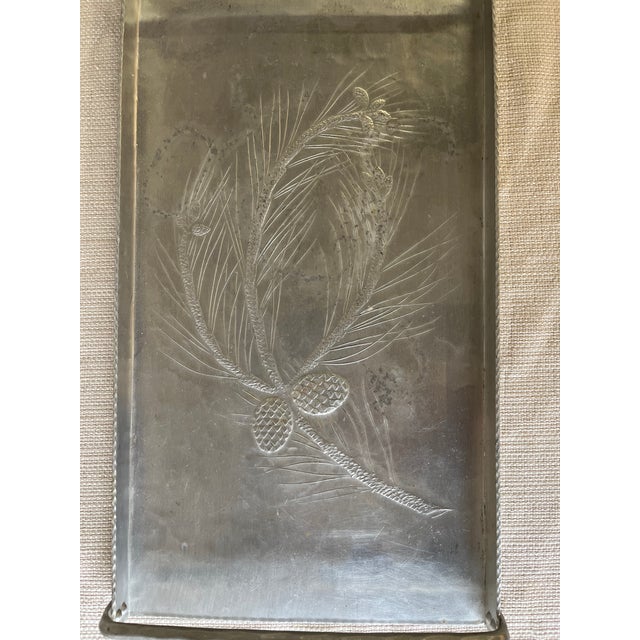 Silver Everlast Tray With Pine Motif – Industrial Rustic Charm For Sale - Image 4 of 7