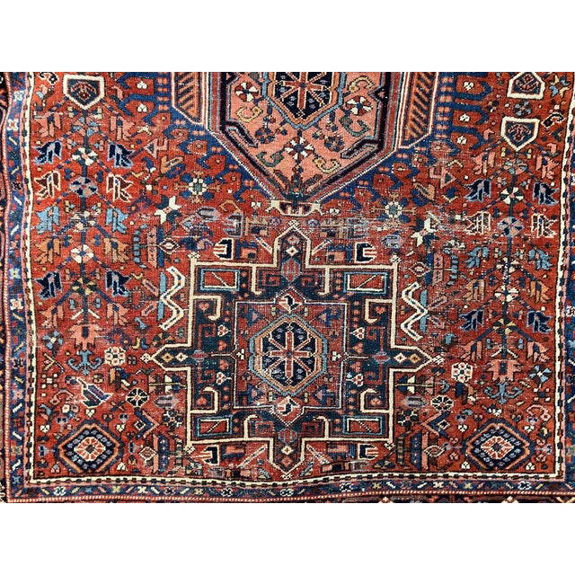 Vintage Hand-Knotted Persian Heriz Garadjeh Rug 4'8" X 6'0" For Sale - Image 4 of 6