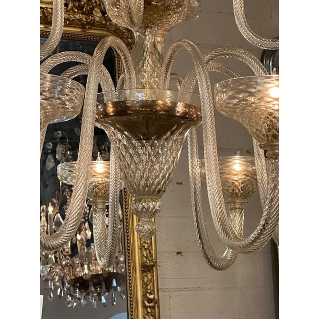 Early 21st Century Large Scale Two-Tiered Gold Murano Glass Chandelier For Sale - Image 5 of 9