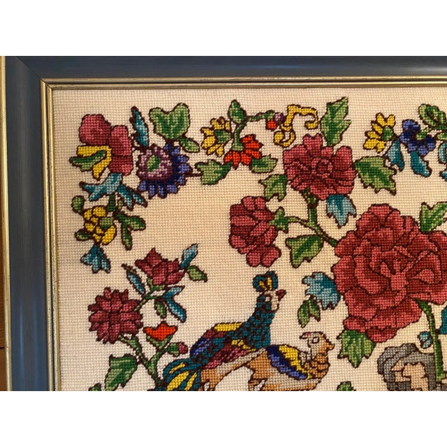 Antique 1910s Pheasant Needlepoint Embroidered Framed Art For Sale - Image 4 of 9