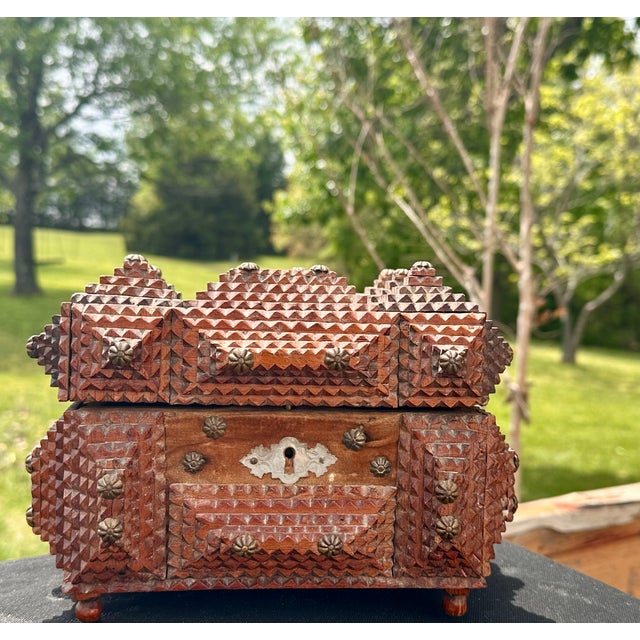 Antique Folk Tramp Art Box For Sale - Image 17 of 17