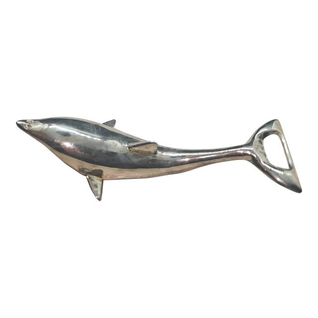 Vintage Dolphin Bottle Opener Metal 6.5" Long Twist Off Pop Off For Sale