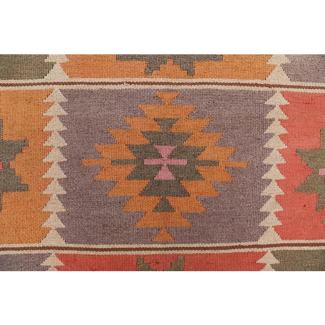 Orange 8'x13' Vintage Afghan Kilim Dhurrie Rug – Handwoven by Women | Multicolor Geometric | Cotton Flatweave For Sale - Image 8 of 9