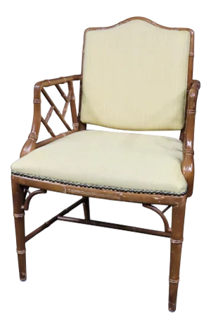 Modern Bamboo Form Upholstered Armchair
