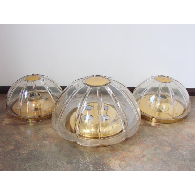 Gold Vintage Wall Lamps and Ceiling Light from Limburg, Germany, 1970s, Set of 3 For Sale - Image 8 of 12