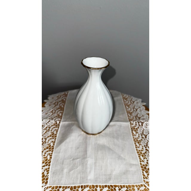 White Vintage Christian Dior Art De La Table Vase | White Porcelain Bud Vase With Gold Trim | Dior Home Decor | Made in Japan For Sale - Image 8 of 10