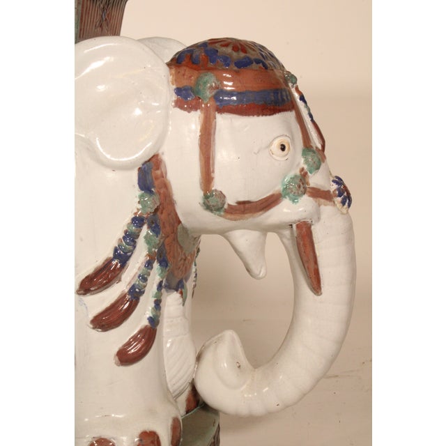 Polychrome Decorated Terra Cotta Elephant Form Garden Seat For Sale - Image 9 of 10