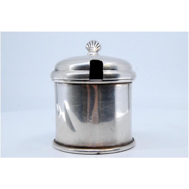 Silver Plain Silver Compote Dish with Blue Glass Core Inside For Sale - Image 8 of 9