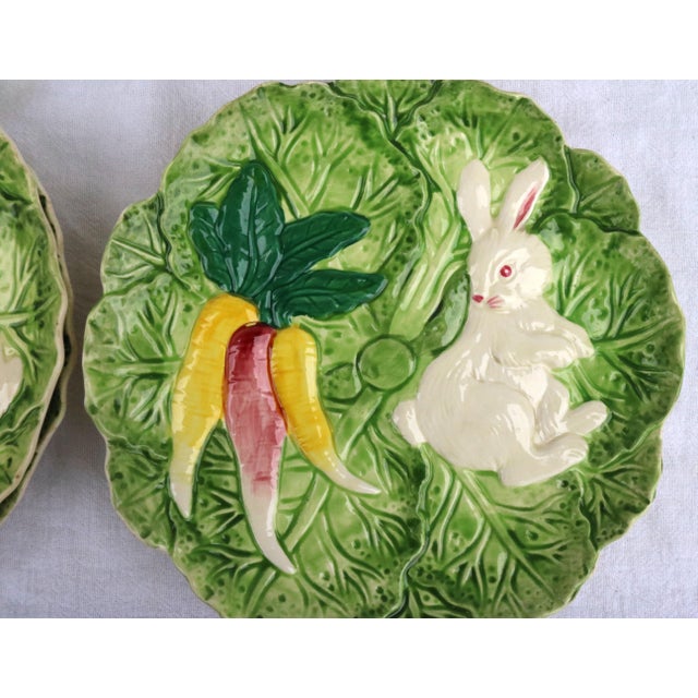 1990's Strata Group Bunny Lane Majolica Dessert/Salad Plates-Set of 8 For Sale - Image 10 of 12