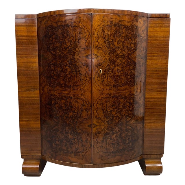 Art Deco Walnut Bar Cabinet attributed to Thonet, 1930s For Sale