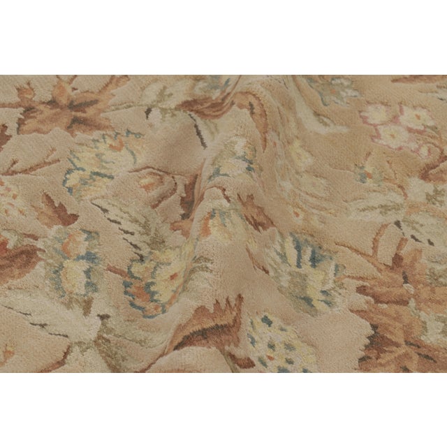 Rug & Kilim Rug & Kilim’s Aubusson Style Rug in Beige-Brown With Blue and Pink Florals For Sale - Image 4 of 8