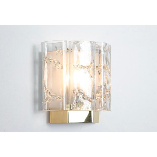 1 of 4 wonderful midcentury wall sconces with ice glasses, made by doria leuchten, germany, manufactured, circa 1960-1969....