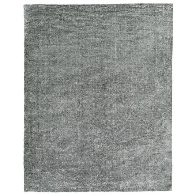 Silver Exquisite Rugs Milton Hand Loom Viscose Light Silver - 6'x9' For Sale - Image 8 of 8