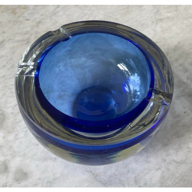 Vintage Sommerso Blue Murano Glass Ashtray | Chairish