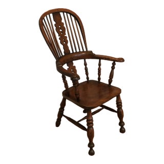 Antique English Yew Tree Windsor Armchair For Sale