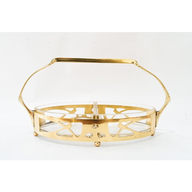 Art Deco Brass Centerpiece with Original Glasses, 1920s For Sale - Image 9 of 9