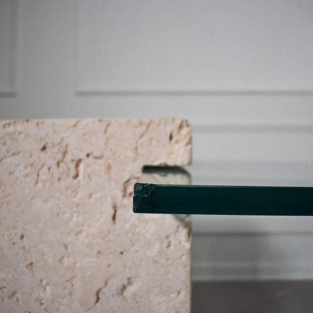 Glass 1970's Fossilized Coquina Coral Stone Table with Glass Top For Sale - Image 7 of 12