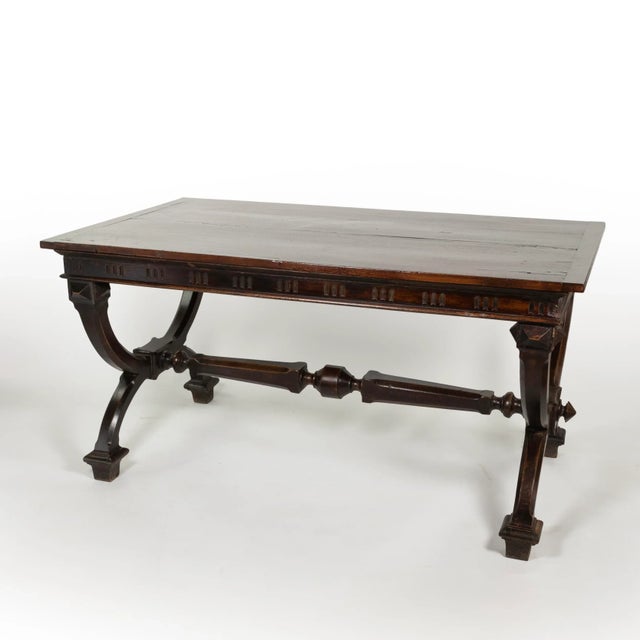 Spanish Neoclassical Style Walnut Library Table Circa 1890 For Sale - Image 4 of 8