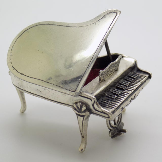Vintage Italian Handmade Genuine Sterling Silver 925 Piano Instrument Figurine / Pill Snuff Trinket Box For Sale - Image 4 of 14