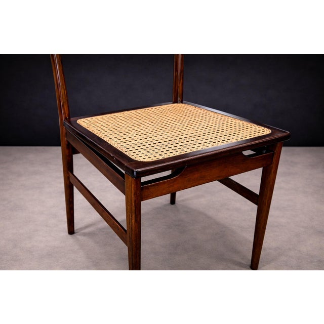 Chair in Rosewood & Cane, Alexandre Rapoport, 1960s For Sale - Image 4 of 12