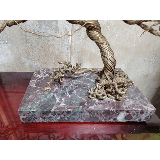 Wire Tree Sculpture on Marble Base, Artist Signed For Sale - Image 13 of 14