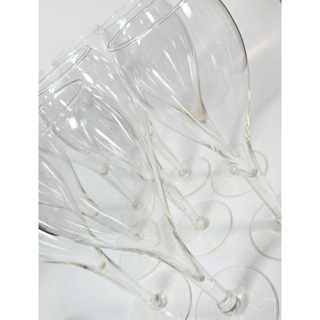 Late 20th Century Art Nouveau Hollow Stem Balloon Style Champagne Flutes - Set of Eight For Sale - Image 12 of 16