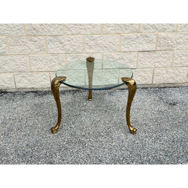 Mid-Century Modern 1970s Brass Glit Side Table in the Style of p.e. Guerin For Sale - Image 3 of 8