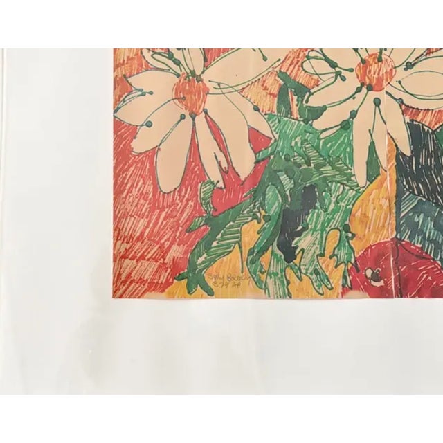 Mid-Century Modern Mid Century American Artist Sally Brody Monotype Painting, Water-Based Inks on Paper, Framed, Signed For Sale - Image 3 of 7