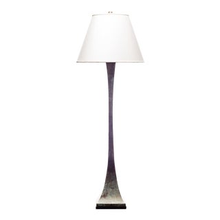 Verdigris Bronze Tapered Candlestick Floor Lamp by Lawrence & Scott For Sale